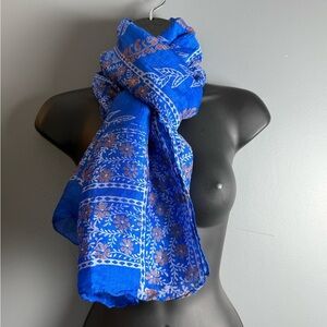 100% Pure Silk Vintage Sheer Floral Scarf Made In India 21" x 62"